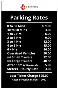 A list of the parking rates at Monona Terrace