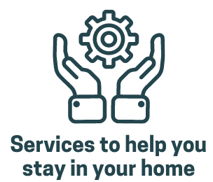 Two hands holding a gear with the words Services to help you stay in your home